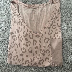 Kyte BABY Leopard Print V-Neck Top - Pink and Brown